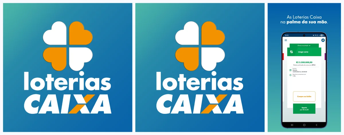 Telas oficiais do aplicativo de Loterias Caixa