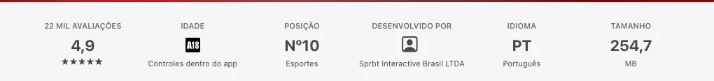 Ficha oficial do aplicativo da Superbet mostrando a SPRBT Interactive Brasil como desenvolvedora