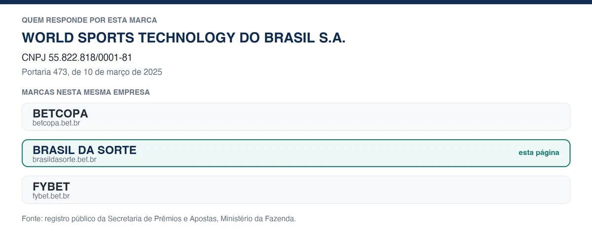 Empresa e marcas irmãs da Brasil da Sorte